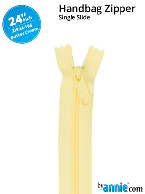 By Annie Single Slide Handbag Zipper - 24" Buttercream