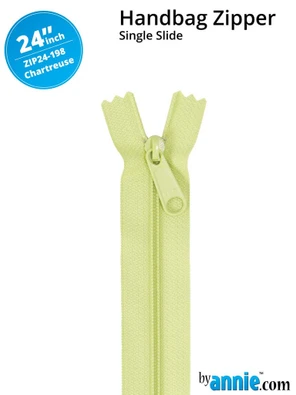 By Annie Single Slide Handbag Zipper - 24" Chartreuse