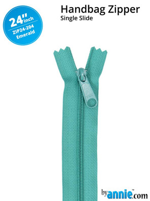 By Annie Single Slide Handbag Zipper - 24" Emerald