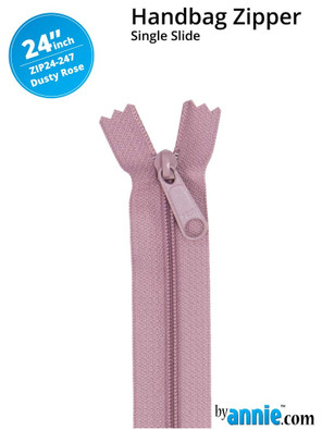 By Annie Single Slide Handbag Zipper - 24" Dusty Rose