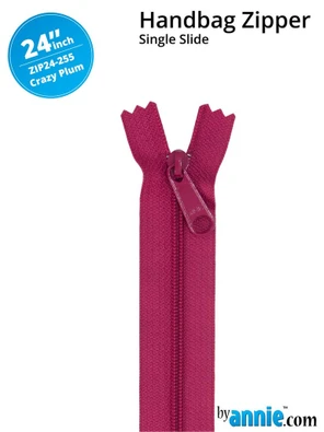 By Annie Single Slide Handbag Zipper - 24" Crazy Plum