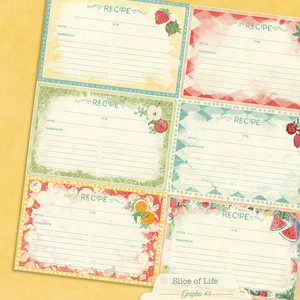 Graphic 45 - Slice of Life - 12x12 Scrapbook Paper - Recipe Card Cut-Apart Patterns and Solids (4503225)