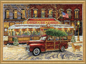 Design Works Crafts Counted Cross Stitch - Route 66 Christmas Diner