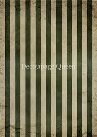 Decoupage Queen - Mossy Stripes Rice Paper A4 (DQRP_0825-A4)