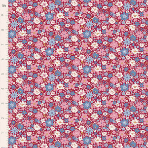 Tilda Fabrics Village Life - Esther Burgundy - Sold by half yard