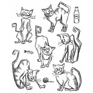 Tim Holtz Cling Rubber Stamp Crazy Cats (CMS251 Tim Holtz Cling Rubber Stamp Crazy Cats (CMS251