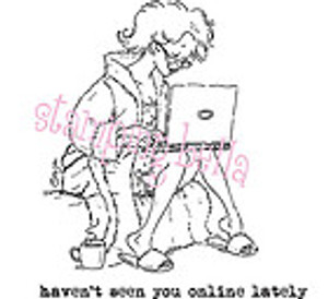 Mo Manning LIZZY LAPTOP Rubber Stamp