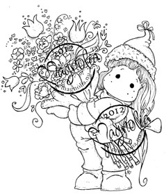 Magnolia Rubber Stamp Tilda With A Big Bouquet