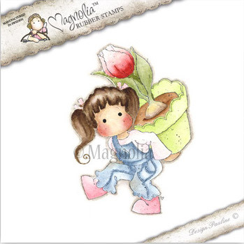 Magnolia Stamps TILDA WITH BIG TULIP POT - The Rubber Buggy