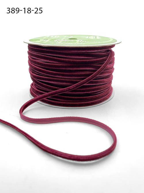 String Ribbon Wool May Arts 1/8 inch Velvet String Cord Ribbon with Woven Edge - Sangria ...