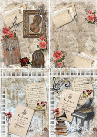  Decoupage Queen - Music Vellum Paper A4 - 4 Cards (DQVP_0469A4)