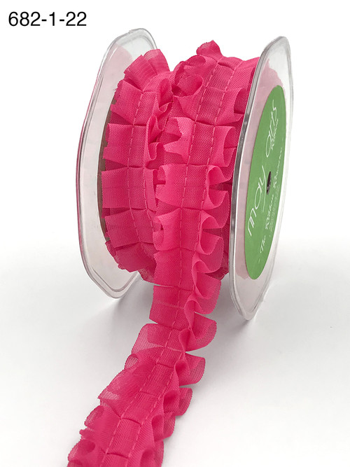 May Arts - 1 Inch Two Stitch Pleated Ruffle Fold Ribbon with Cut