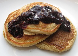 Almond Pancakes with Blueberry Sauce