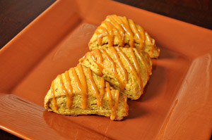 Pumpkin Spice Scones with Maple Pumpkin Glaze 