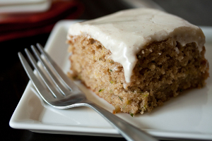 Spiced Zucchini Cake with spiced maple cream cheese frosting