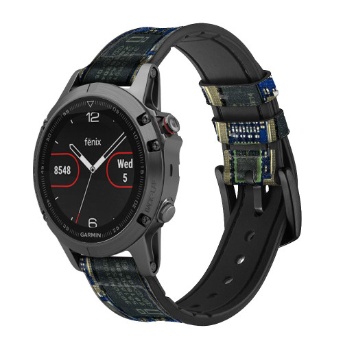 CA0004 Curcuid Board Smart Watch Armband aus Silikon und Leder für Garmin Smartwatch