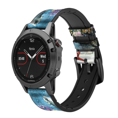 CA0027 Aquarium 2 Smart Watch Armband aus Silikon und Leder für Garmin Smartwatch