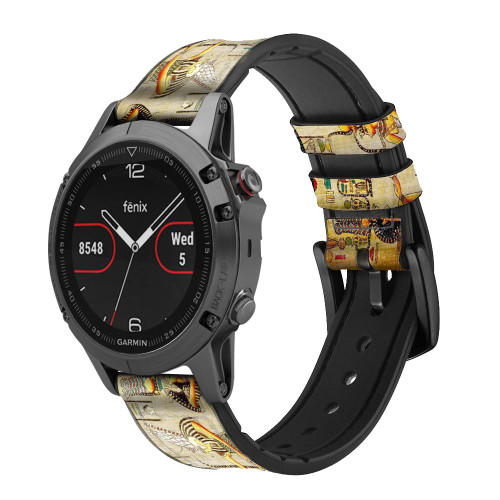 CA0034 Egypt Wall Art Smart Watch Armband aus Silikon und Leder für Garmin Smartwatch
