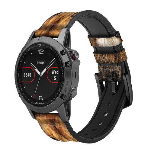 CA0477 Lion King of Beasts Smart Watch Armband aus Silikon und Leder für Garmin Smartwatch