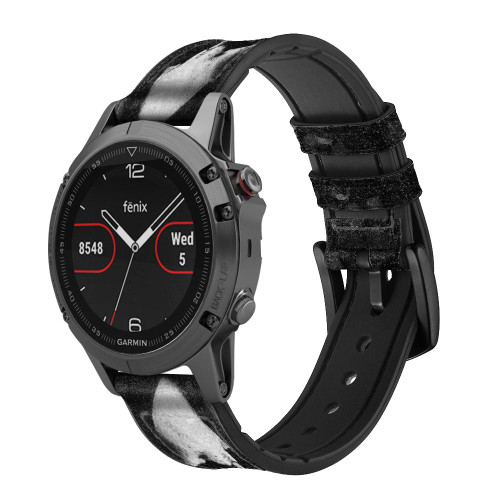 CA0661 Death Skull Grim Reaper Smart Watch Armband aus Silikon und Leder für Garmin Smartwatch