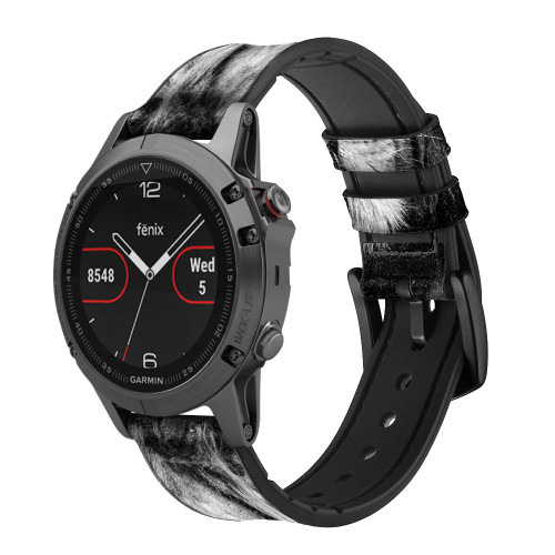 CA0680 Lion Face Smart Watch Armband aus Silikon und Leder für Garmin Smartwatch