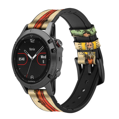 CA0683 Tarot Card Hanged Man Smart Watch Armband aus Silikon und Leder für Garmin Smartwatch