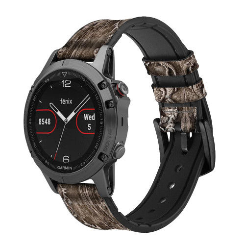 CA0698 Dragon Door Smart Watch Armband aus Silikon und Leder für Garmin Smartwatch