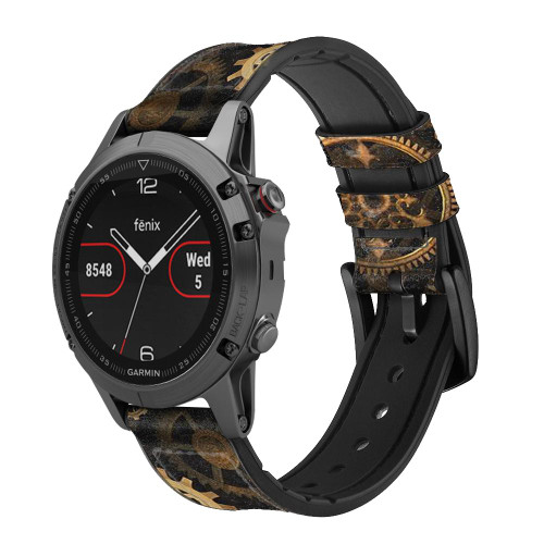 CA0740 Clock Gear Smart Watch Armband aus Silikon und Leder für Garmin Smartwatch