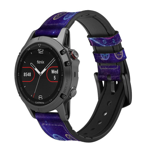 CA0757 Zodiac Smart Watch Armband aus Silikon und Leder für Garmin Smartwatch