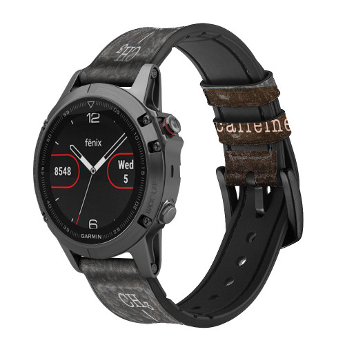 CA0770 Caffeine Molecular Smart Watch Armband aus Silikon und Leder für Garmin Smartwatch