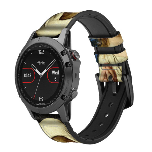 CA0771 Virgin Mary Prayer Smart Watch Armband aus Silikon und Leder für Garmin Smartwatch