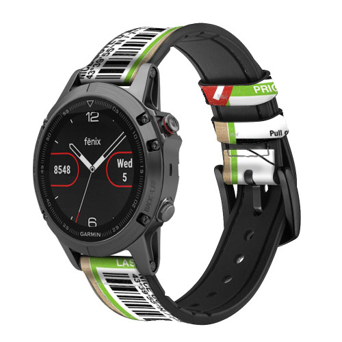 CA0826 Luggage Tag Art Smart Watch Armband aus Silikon und Leder für Garmin Smartwatch