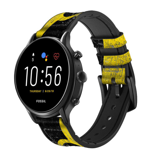 CA0031 Nuclear Smart Watch Armband aus Silikon und Leder für Fossil Smartwatch