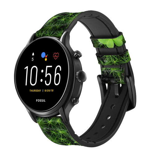 CA0045 Clover Lucky Leaf Smart Watch Armband aus Silikon und Leder für Fossil Smartwatch