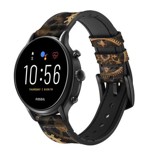CA0740 Clock Gear Smart Watch Armband aus Silikon und Leder für Fossil Smartwatch