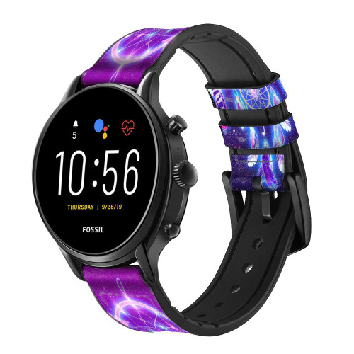 CA0778 Cute Galaxy Dream Catcher Smart Watch Armband aus Silikon und Leder für Fossil Smartwatch