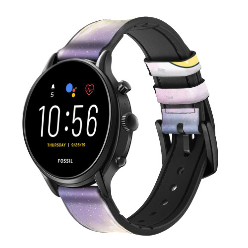 CA0779 Cute Unicorn Sleep Smart Watch Armband aus Silikon und Leder für Fossil Smartwatch