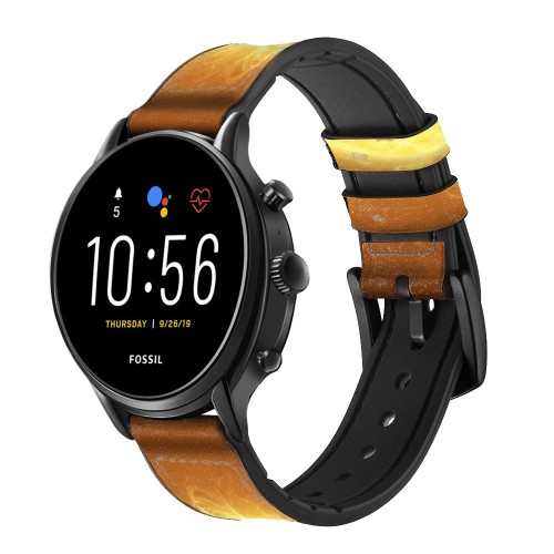 CA0781 Sun Smart Watch Armband aus Silikon und Leder für Fossil Smartwatch