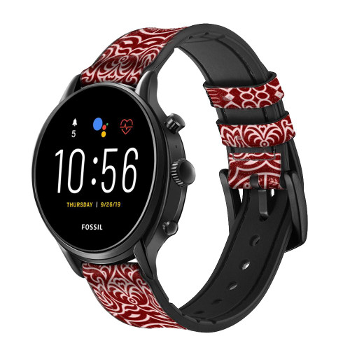 CA0837 Yen Pattern Smart Watch Armband aus Silikon und Leder für Fossil Smartwatch