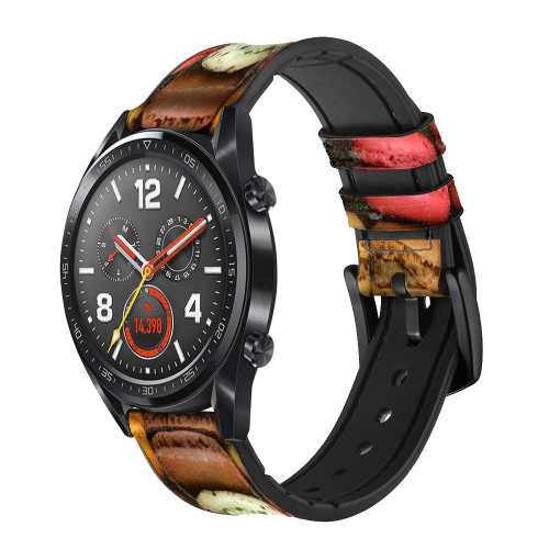 CA0009 Macarons Smart Watch Armband aus Silikon und Leder für Wristwatch Smartwatch