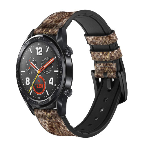 CA0481 Rattle Snake Skin Graphic Printed Smart Watch Armband aus Silikon und Leder für Wristwatch Smartwatch