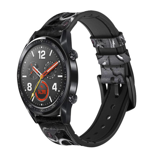 CA0599 Inside Watch Black Smart Watch Armband aus Silikon und Leder für Wristwatch Smartwatch