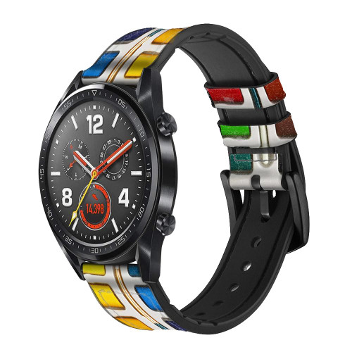 CA0631 Watercolor Paint Set Smart Watch Armband aus Silikon und Leder für Wristwatch Smartwatch