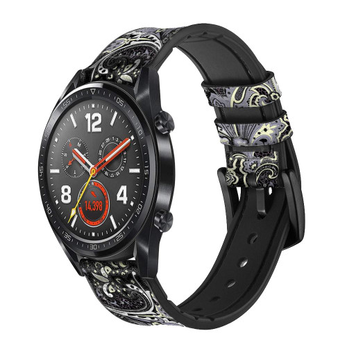 CA0635 Batik Flower Pattern Smart Watch Armband aus Silikon und Leder für Wristwatch Smartwatch