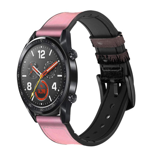 CA0636 Bicycle Sunset Smart Watch Armband aus Silikon und Leder für Wristwatch Smartwatch