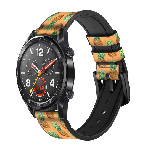 CA0642 Pineapple Pattern Smart Watch Armband aus Silikon und Leder für Wristwatch Smartwatch