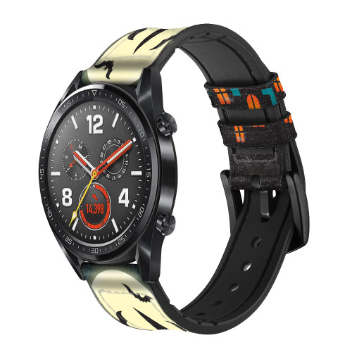 CA0645 Halloween Festival Castle Smart Watch Armband aus Silikon und Leder für Wristwatch Smartwatch