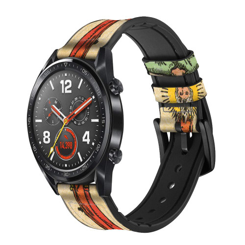 CA0683 Tarot Card Hanged Man Smart Watch Armband aus Silikon und Leder für Wristwatch Smartwatch