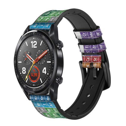 CA0687 Periodic Table Smart Watch Armband aus Silikon und Leder für Wristwatch Smartwatch