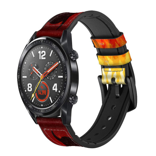 CA0689 Devil Fire Burn Smart Watch Armband aus Silikon und Leder für Wristwatch Smartwatch